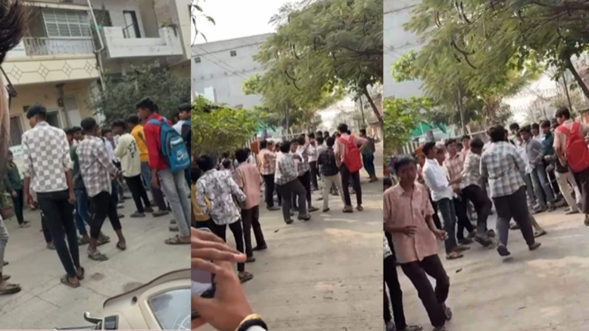 रस्त्यावर 30 जणांचा घोळका, हातात फायटर अन् काठ्या, धाराशिवमध्ये शाळकरी पोरांमध्ये गँगवॉर, VIDEO व्हायरल