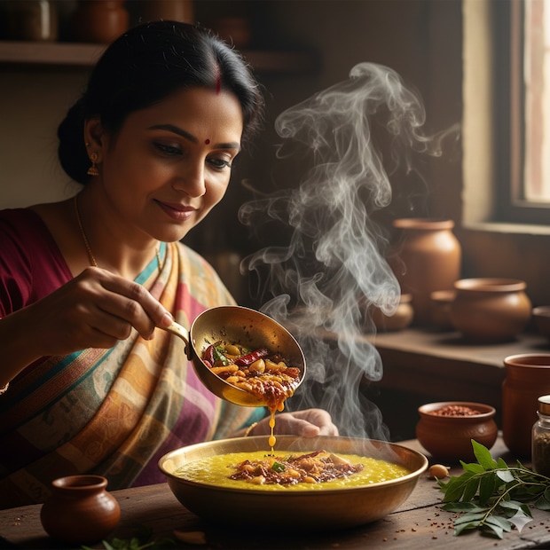 फोडणी म्हणजे पदार्थाचा पाया म्हणायला हरकत नाही. फोडणीवरच पदार्थाची संपूर्ण चव अवलंबून असते. फोडणी चांगली बसली तर पदार्थ चांगला लागतो आणि फोडणी बिघडली की संपूर्ण पदार्थाची चव बिघडते. फोडणी म्हणजे पदार्थाचा पाया म्हणायला हरकत नाही. फोडणीवरच पदार्थाची संपूर्ण चव अवलंबून असते. फोडणी चांगली बसली तर पदार्थ चांगला लागतो आणि फोडणी बिघडली की संपूर्ण पदार्थाची चव बिघडते.