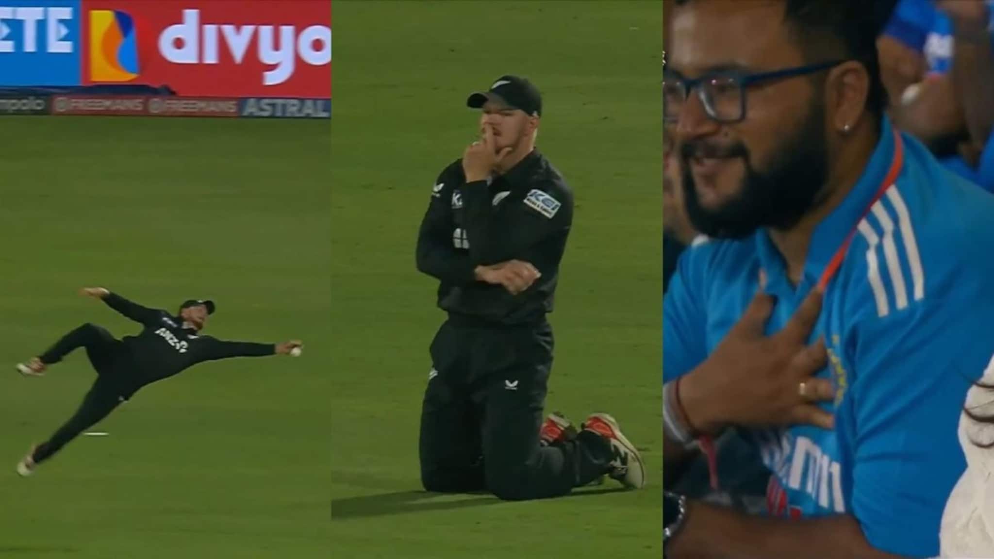 IND vs NZ : फिलिप्सच्या फिल्डिंगने सन्नाटा, रोहित-गिल झाले शॉक, 35 हजार प्रेक्षकांचा श्वास रोखणारा Video