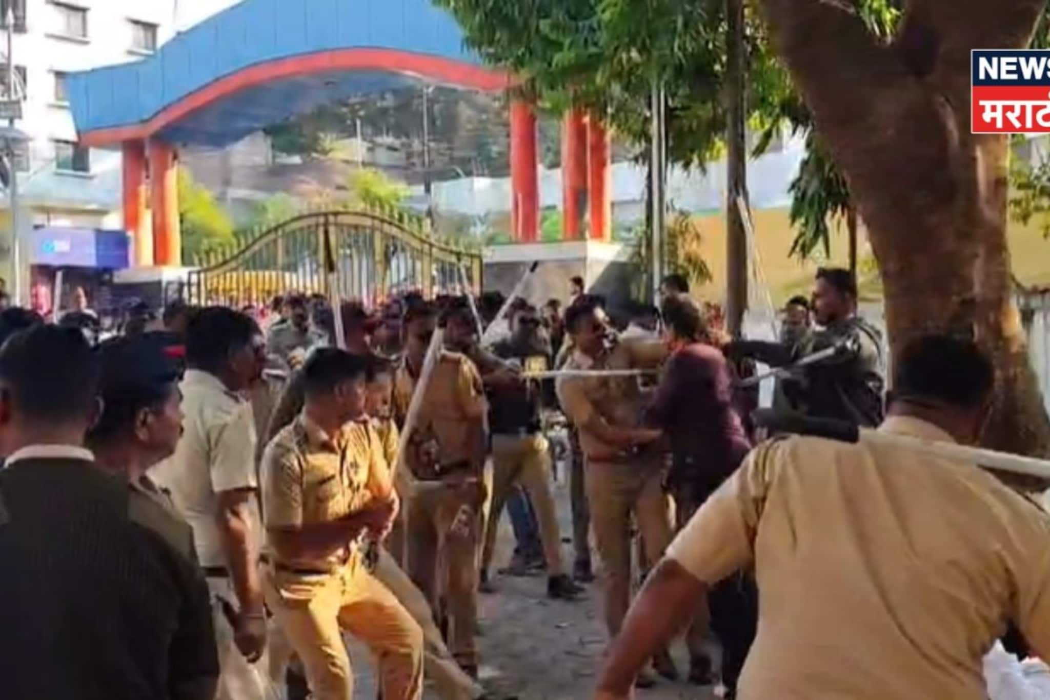 किंकाळ्या आणि आक्रोश; संभाजीनगरात पोलिसांचा शिंदेंच्या कार्यकर्त्यांवर लाठीचार्ज