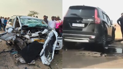  नाशिककडून भरधाव वेगाने येणाऱ्या स्कार्पिओ वाहनाने सिल्वासा पेठकडून येणाऱ्या  मारुती एर्टिंगाला धडक दिली.  दोन्ही वाहनांची समोरासमोर धडक झाली. (लक्ष्मण घाटोळ, प्रतिनिधी)