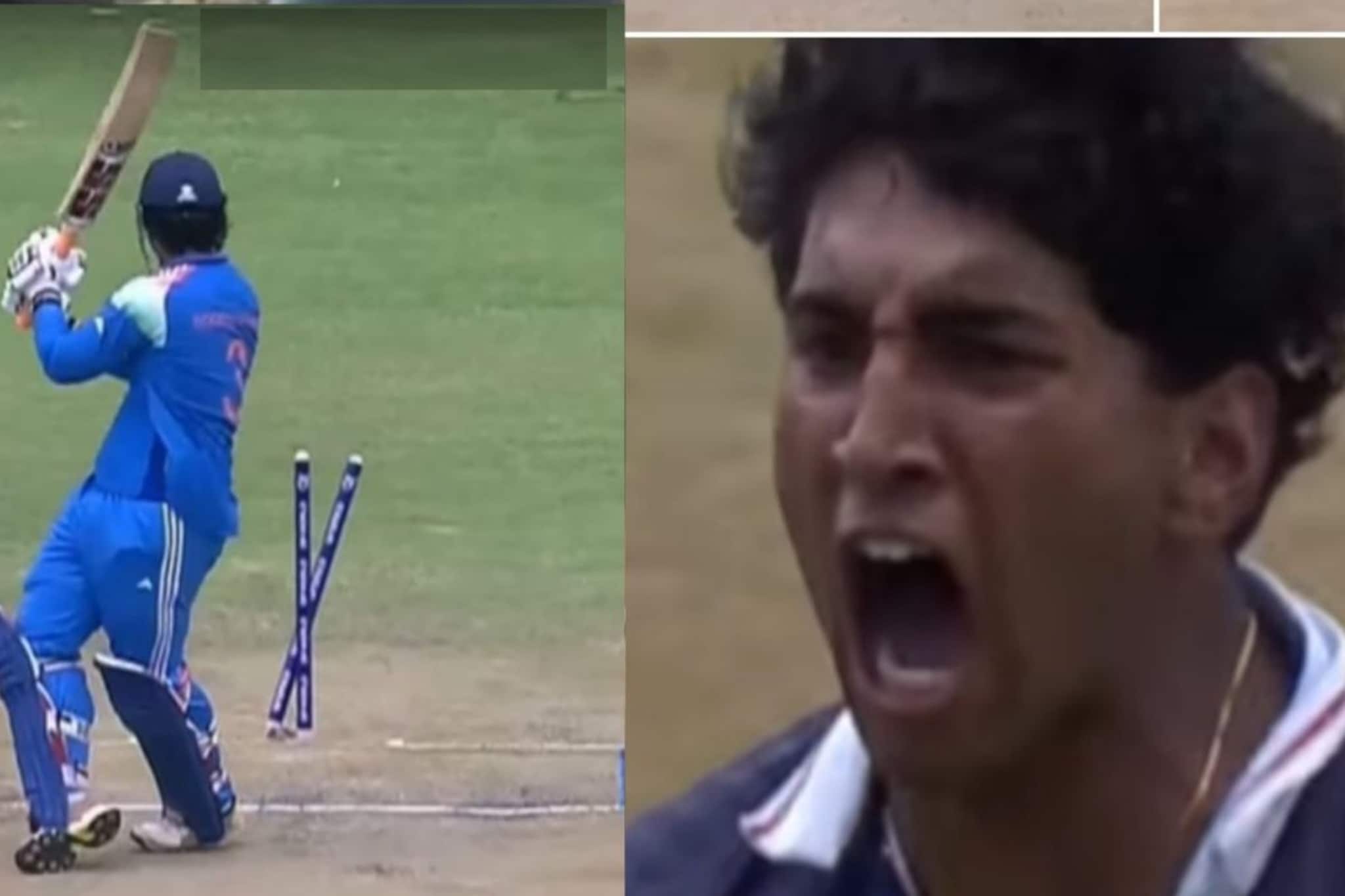 VIDEO : 4 बॉलमध्य खेळखल्लास,वैभव सूर्यवंशीच्या दांड्या उडवणारा Ritvik Appidi कोण VIDEO : 4 बॉलमध्य खेळखल्लास,वैभव सूर्यवंशीच्या दांड्या उडवणारा Ritvik Appidi कोण