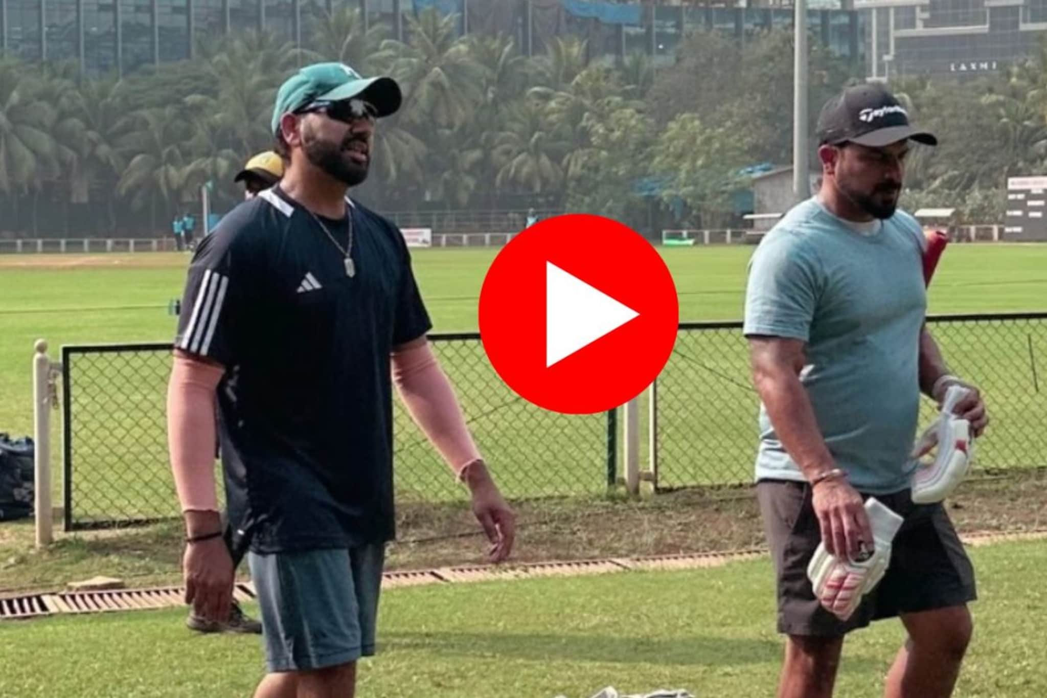 VIDEO : प्रॅक्टीस सेशन राहिलं बाजूला, पोरींच्या नुसत्या रांगा...'हिटमॅन'च चाललंय