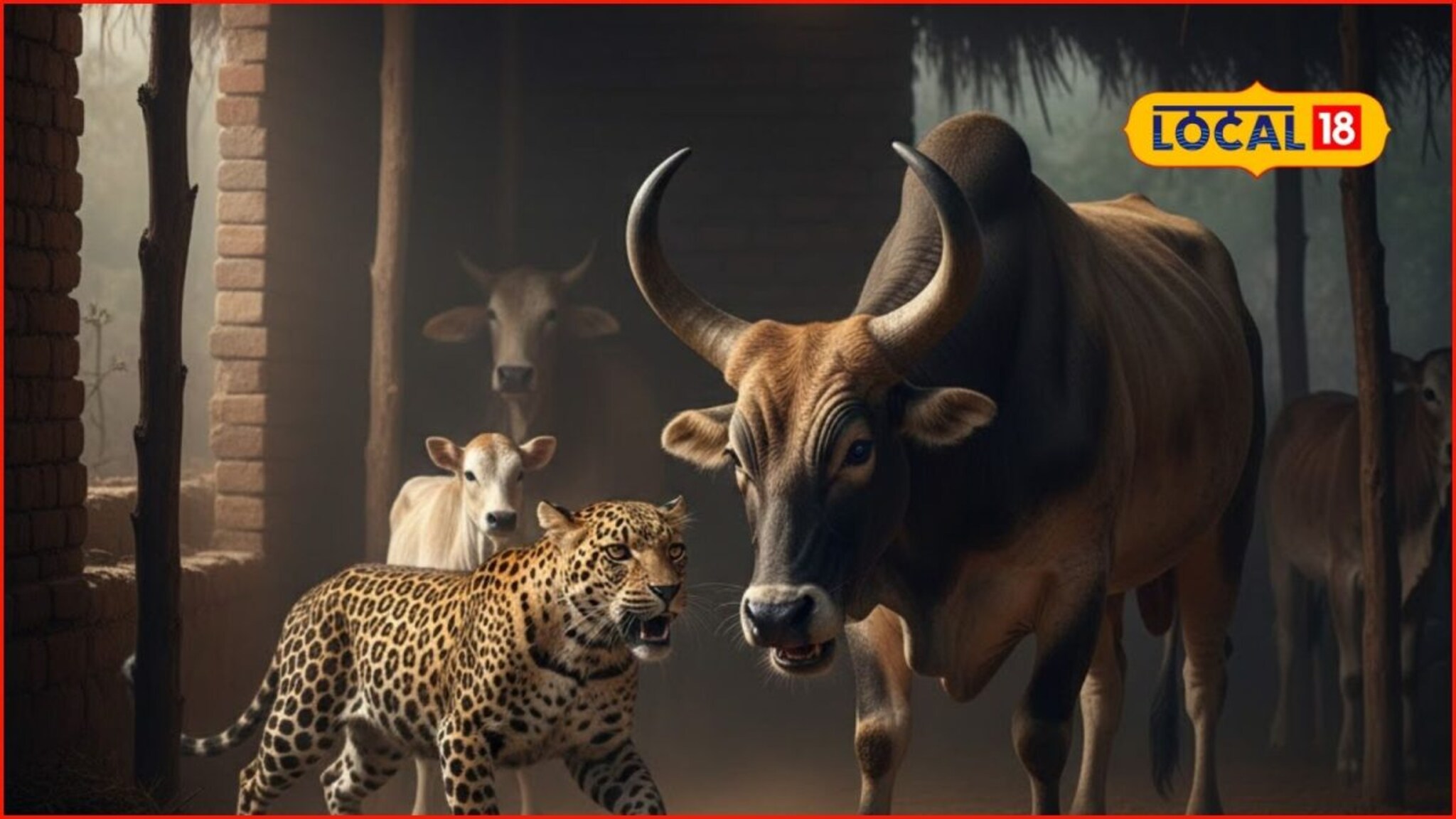 बिबट्यानं सावज हेरलं अन् झडप घातली, पण बैलानं पळवून लावलं, नेमकं घडलं काय?