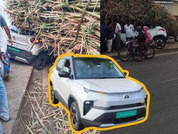 Tata ची SUV निघाली टँकसारखी मजबूत, ऊसाने भरलेली ट्रॉली गाडीवर उलटली; सगळे सेफ! प