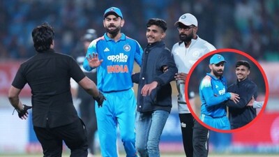 सिक्युरिटी तोडून Live सामन्यात विराटजवळ पोहोचला, फॅनला पाहून कोहलीने जे केलं...