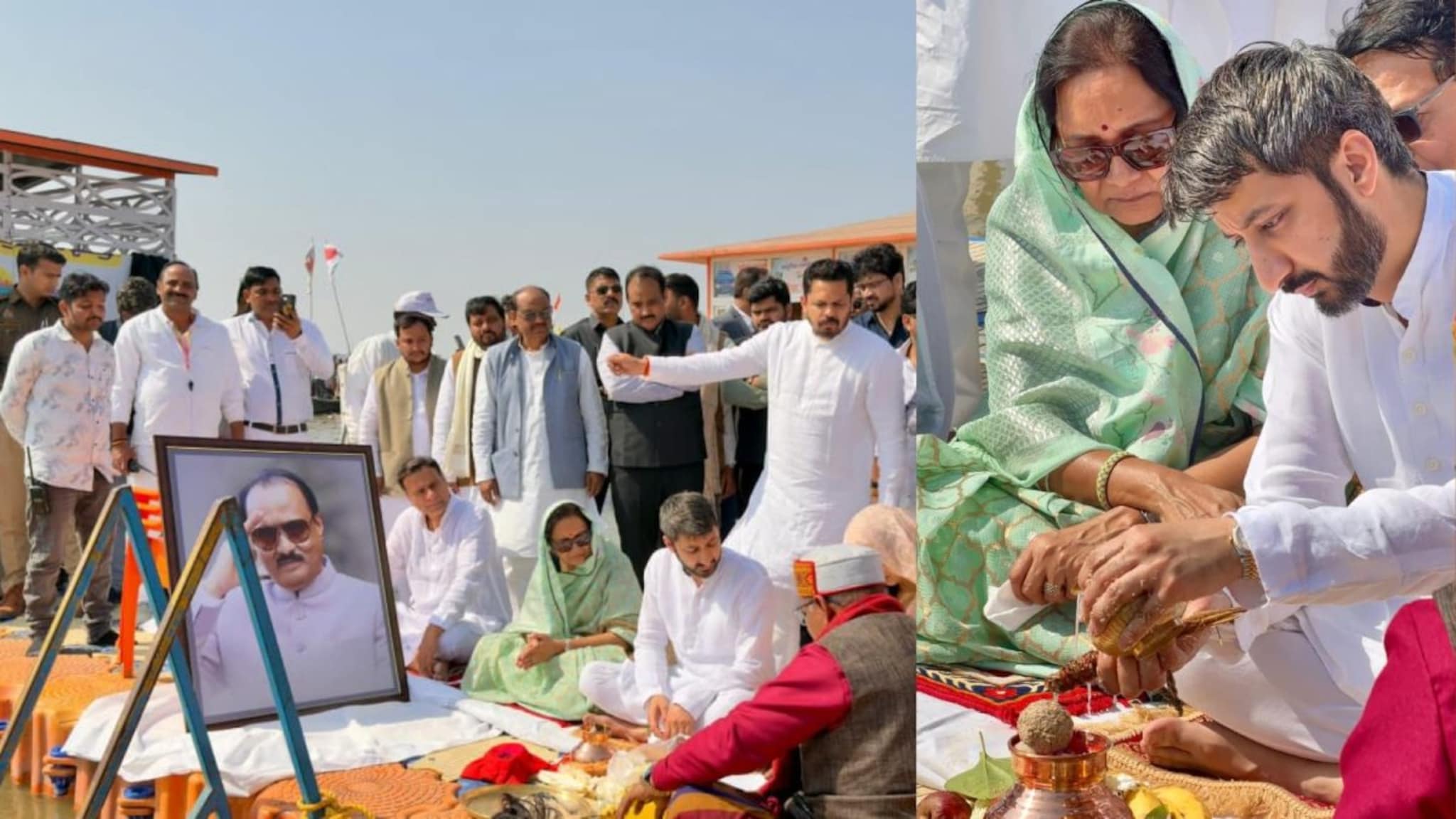 प्रयागराजच्या त्रिवेणी संगमावर अजितदादांच्या अस्थींचे विसर्जन, जय पवार भावुक