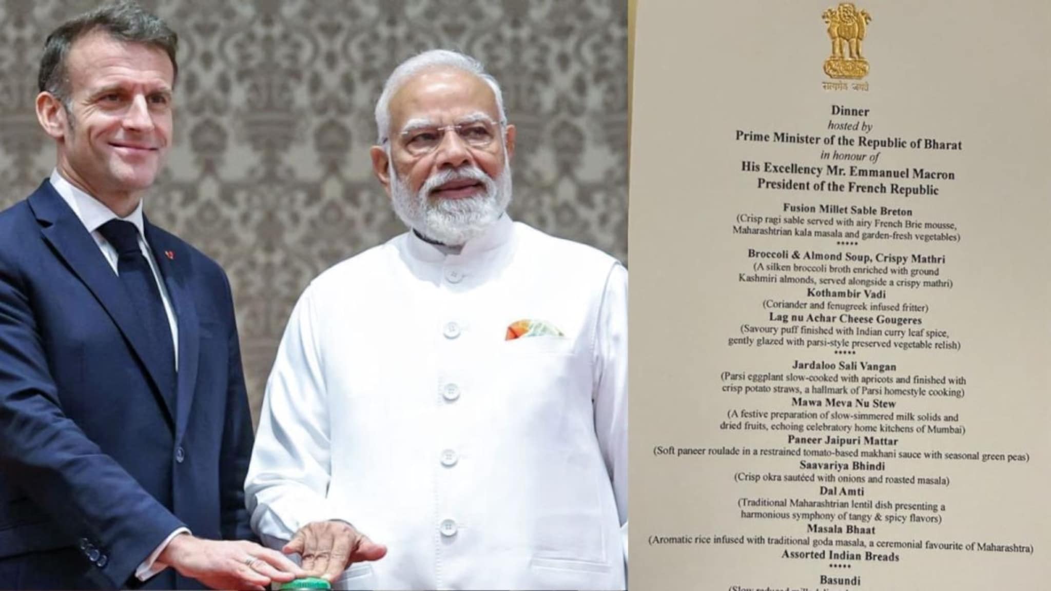 मॅक्रॉन यांच्या शाही स्नेभोजनाला PM मोदींकडून खास महाराष्ट्रीयन मेनू,आमटी आणि...