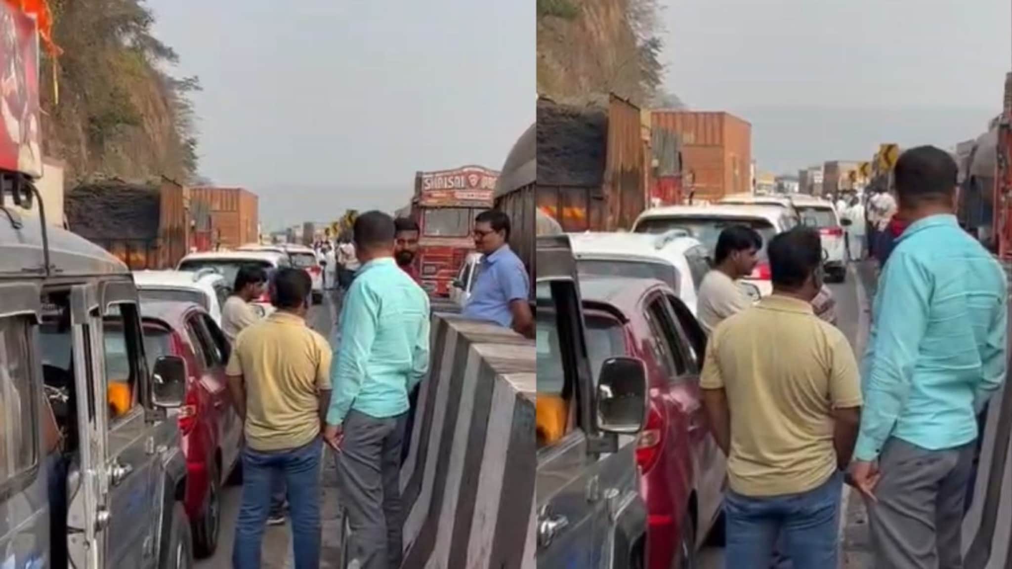 पुणे मुंबई एक्सप्रेस वे वर पुन्हा वाहतूक कोंडी, लांबच लांब वाहनांच्या रांगा