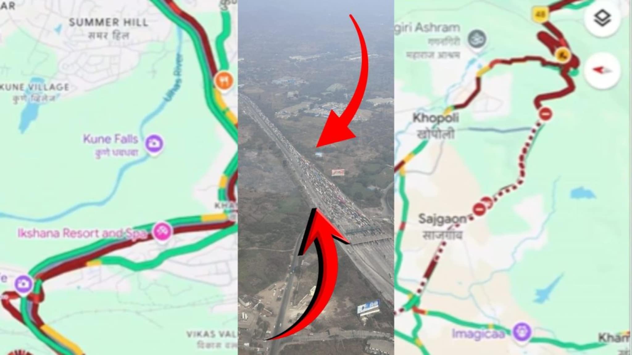 Photo: नजर जाईल तिकडे गाड्याच गाड्या, मॅपवर पाहिलं तर लालभडक रेषा, धडकी भरवणारे 'एक्सप्रेसवे'चे फोटो