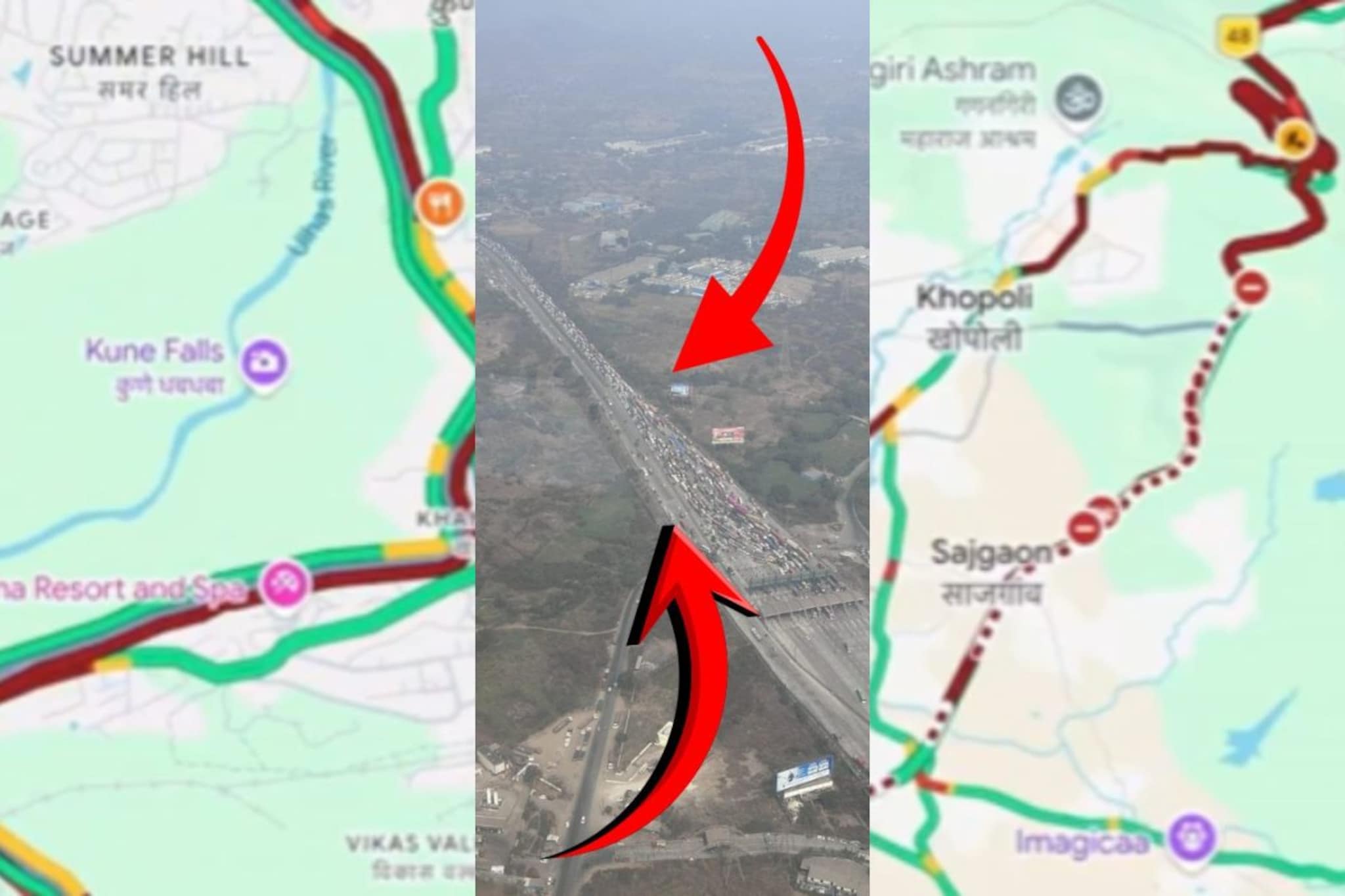 नजर जाईल तिकडे गाड्याच गाड्या, मॅपवर पाहिलं तर लालभडक रेषा, धडकी भरवणारे Photo