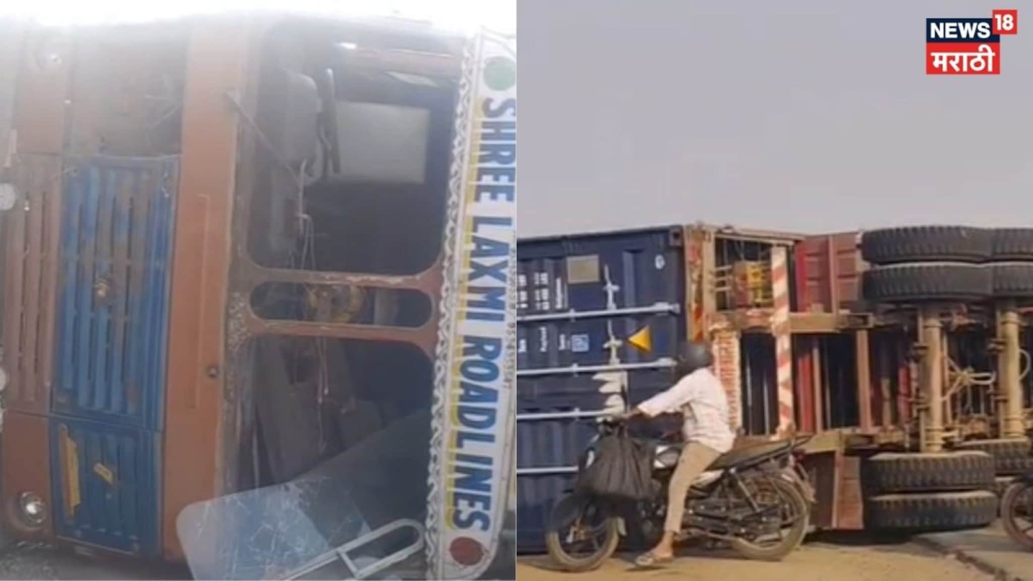 Video: मुंबईजवळ पुन्हा ट्रॅफिक जाम, कंटेनर रस्त्यावर आडवा, 3 किमी लागल्या रांगा