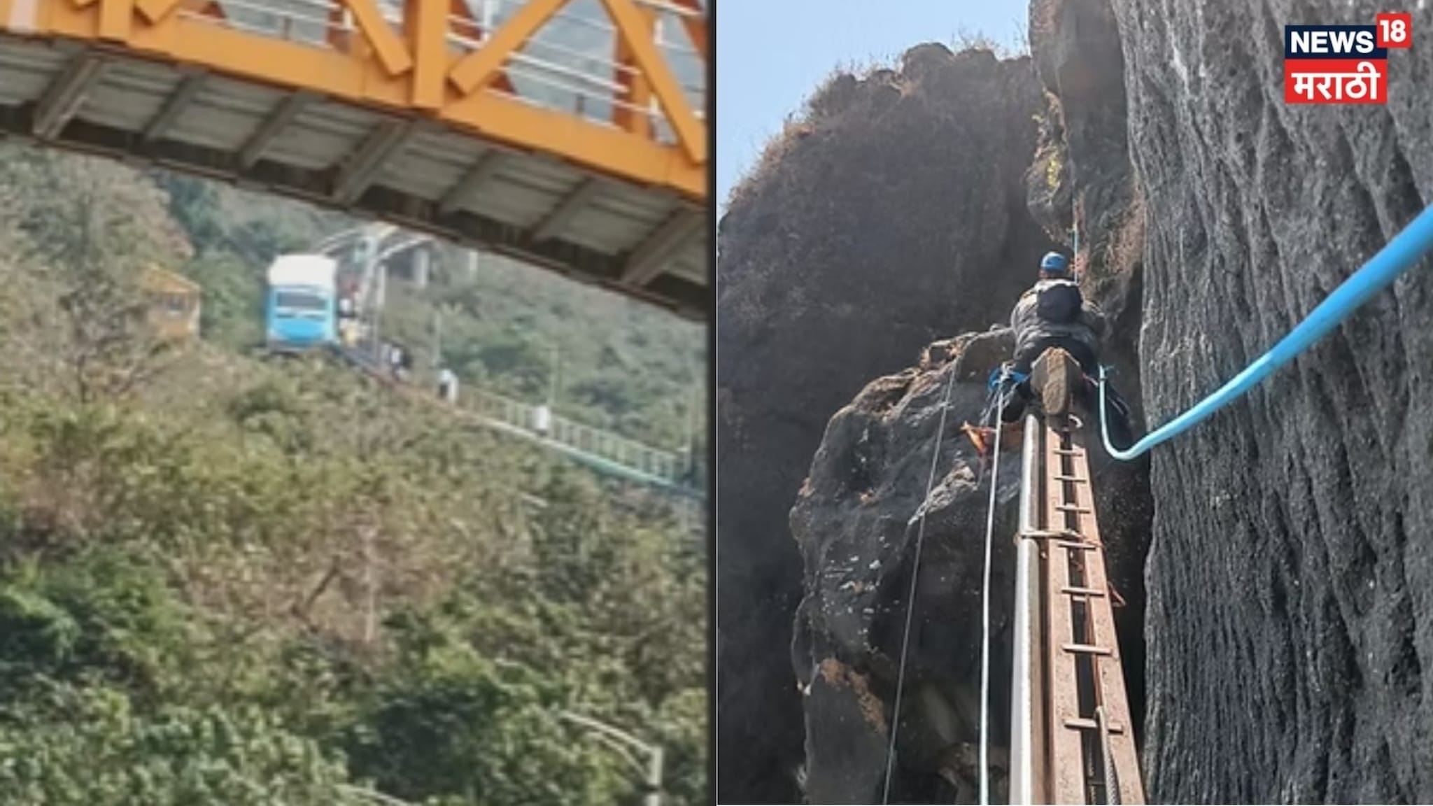 Kalyan : मलंगगडावर फ्युनिकुलर ट्रॉली बंद पडली, घटनास्थळाचा पहिला Video