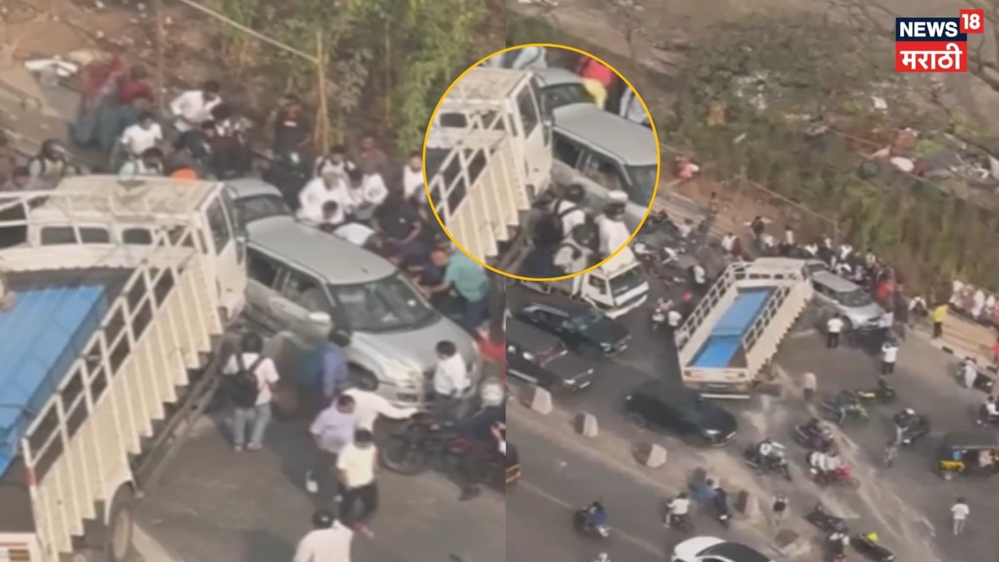 Video :टेम्पो-कारचा भीषण अपघात, मुंबई-नाशिक महामार्ग ठप्प