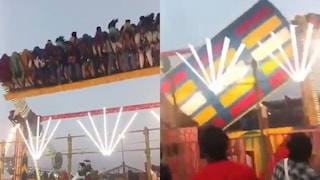 एका सेंकदात दोघांचा मृत्यू, जत्रेमधला पाळणा कोसळला, थरकाप उडवणारा Live Video