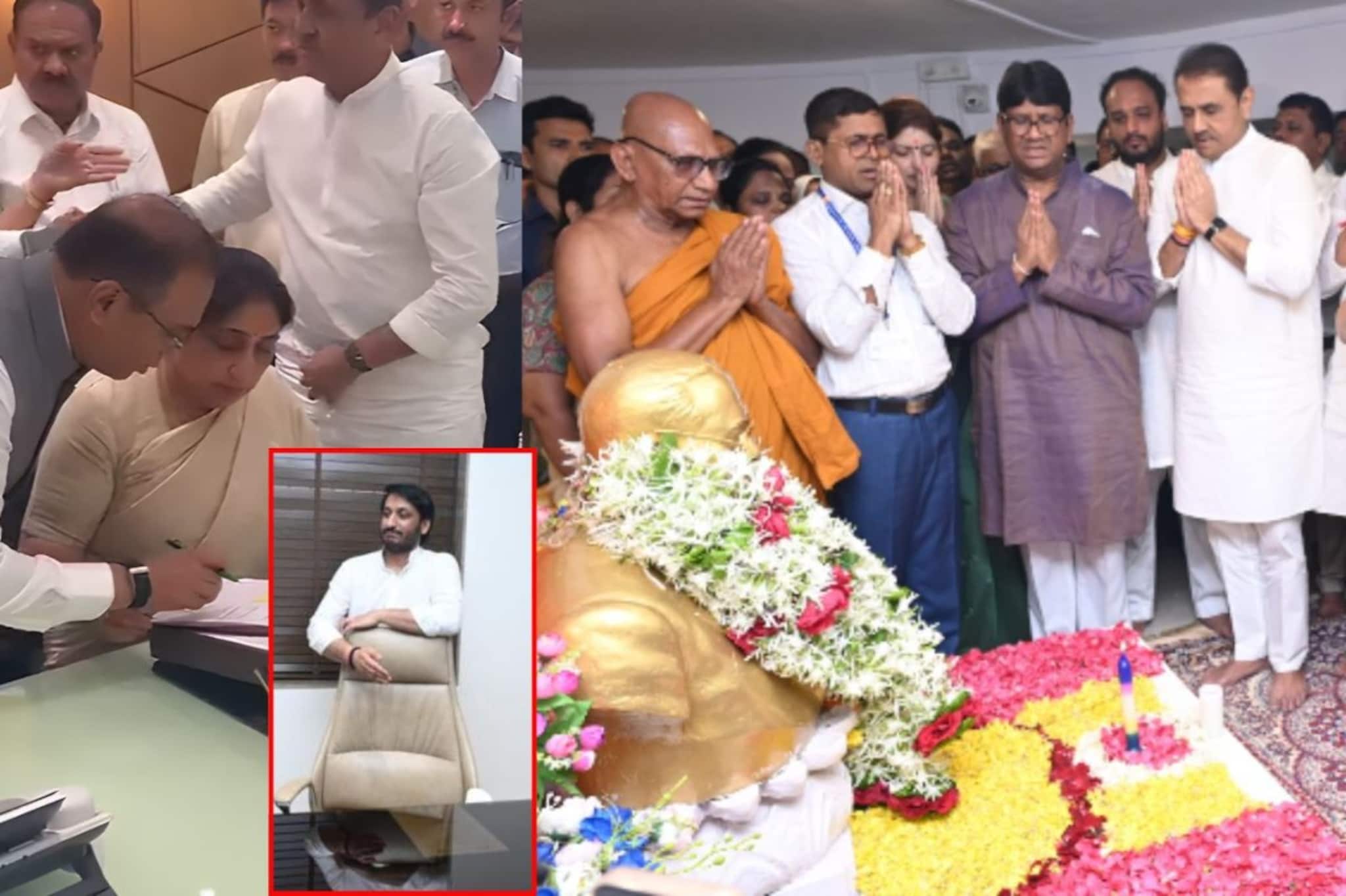 आधी बाबासाहेबांना वंदन, नंतर सुनेत्रा पवारांनी पदभार स्वीकारला, पार्थ पवार रडले