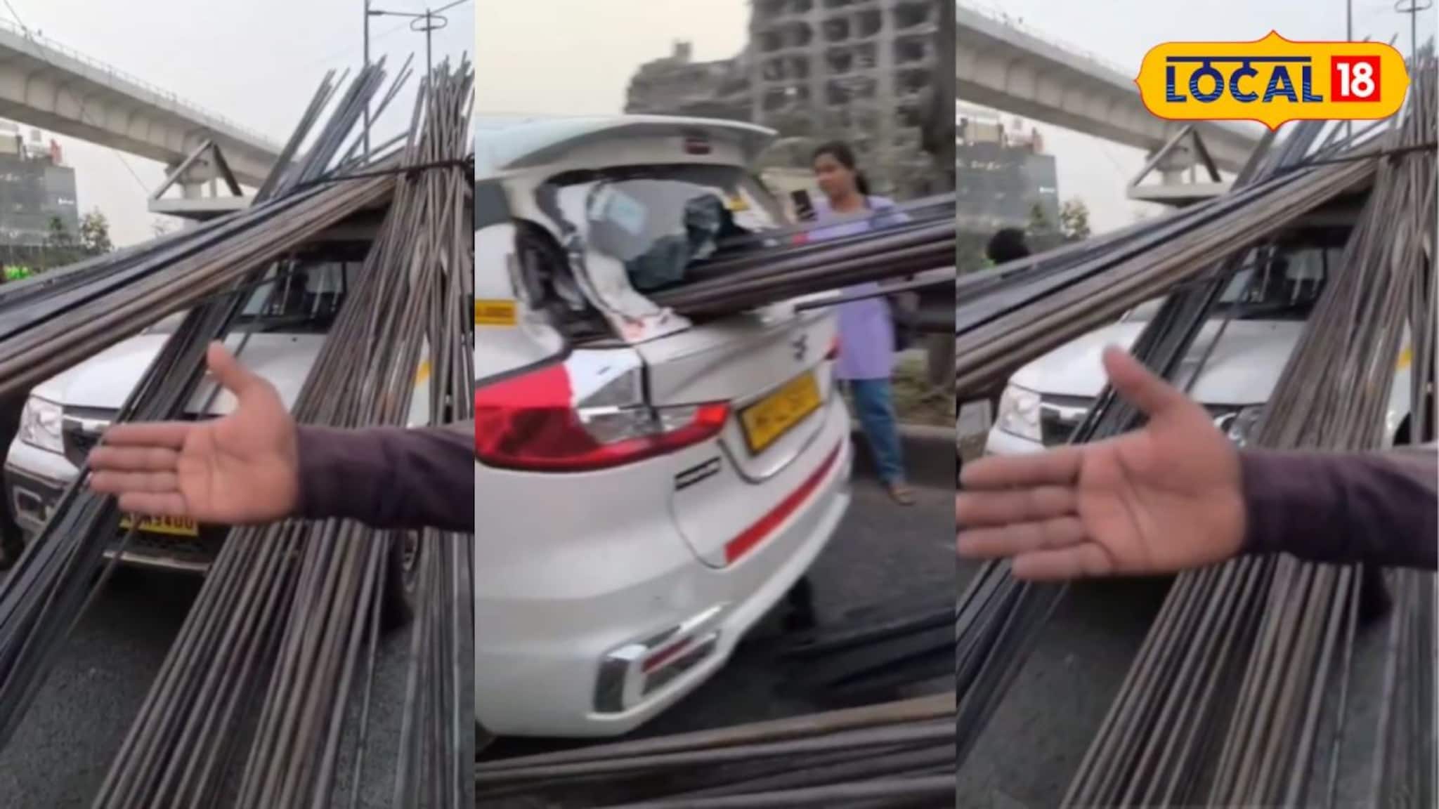 टेम्पोतील लोखंडी सळ्या घसरल्या अन् थेट धावत्या कारमध्ये आरपार शिरल्या; पुण्यात भयंकर अपघात, काळजाचा ठोका चुकवणारा VIDEO