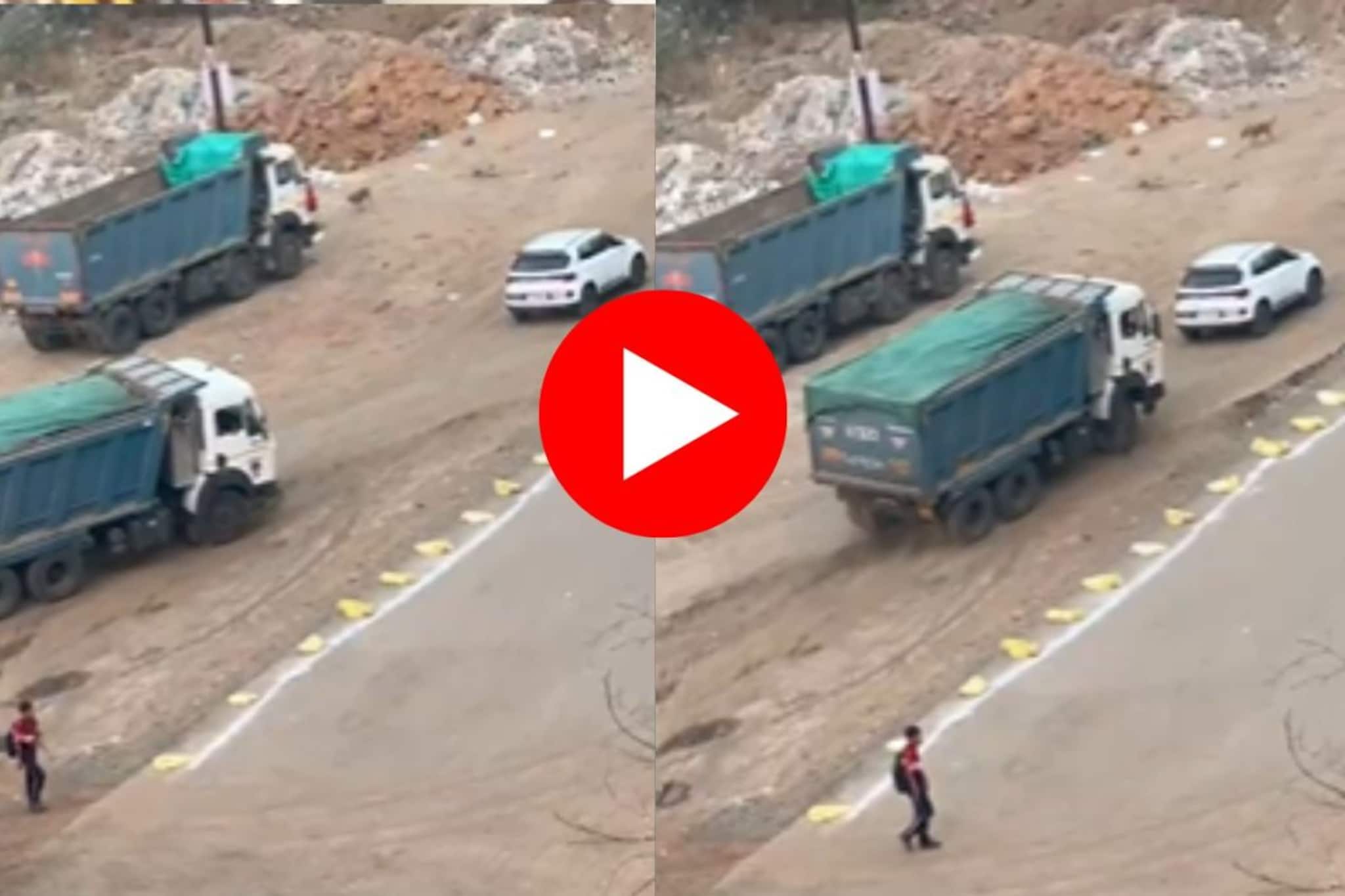 पगार थकवला, संतापून डम्पर चालकाने मालकाला गाडीसोबत फरफटत नेलं, घटनेचा VIDEO VIRAL 