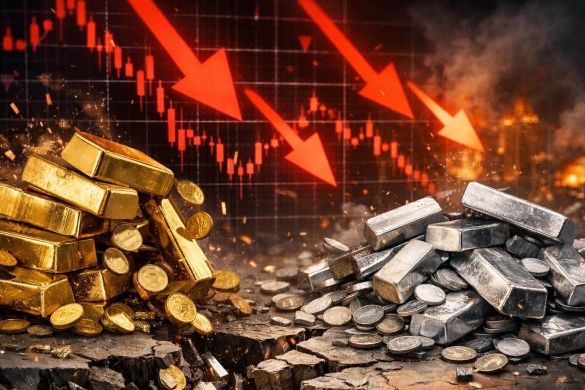 सोन्याचा बाजार कोसळला, चांदीच्या किमतीत भयानक घसरण 