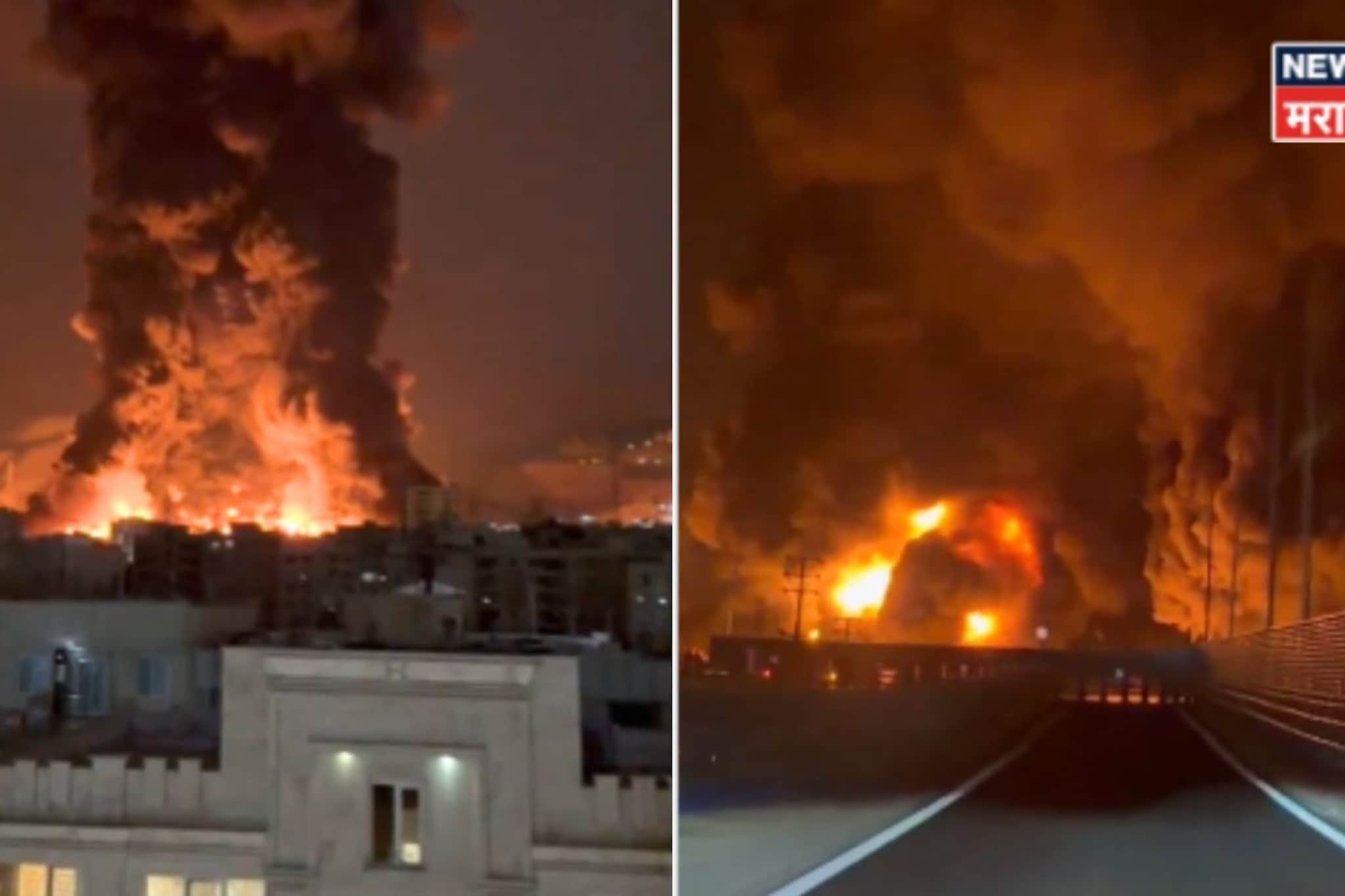 आगीच्या ज्वाळा, धुराचे लोट, तेहरान पेटलं! इस्रायलचे तेलसाठ्यावर हल्ले, Video