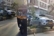 Innova झाली आऊटऑफ कंट्रोल, डिव्हायडरवर जाऊन धडकली; मुंबईत विचित्र अपघाताचा PHOTOS व्हायरल