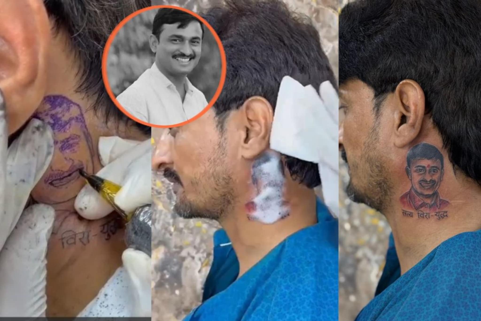 भावासाठी कायपण! सरपंच देशमुखांच्या भावाने मानेवर काढला संतोष अण्णांचा टॅटू, फोटोखाली लिहिलेल्या तीन शब्दांचा अर्थ काय?