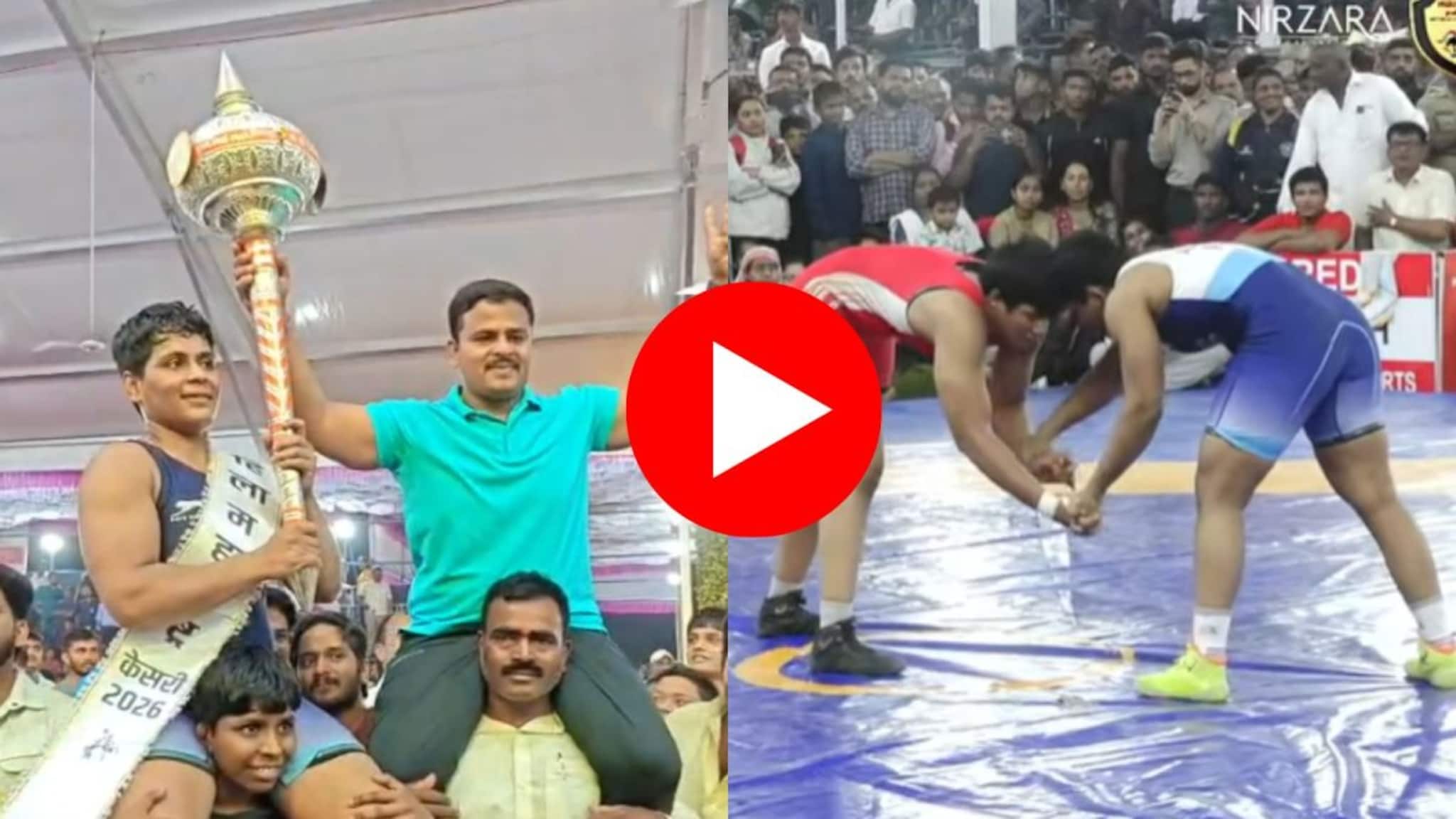 Maharashtra Kesari : कोल्हापूरची अमृता पुजारी ठरली महाराष्ट्र केसरी, वेदीका ससाणेला आस्मान दाखवलं, VIDEO