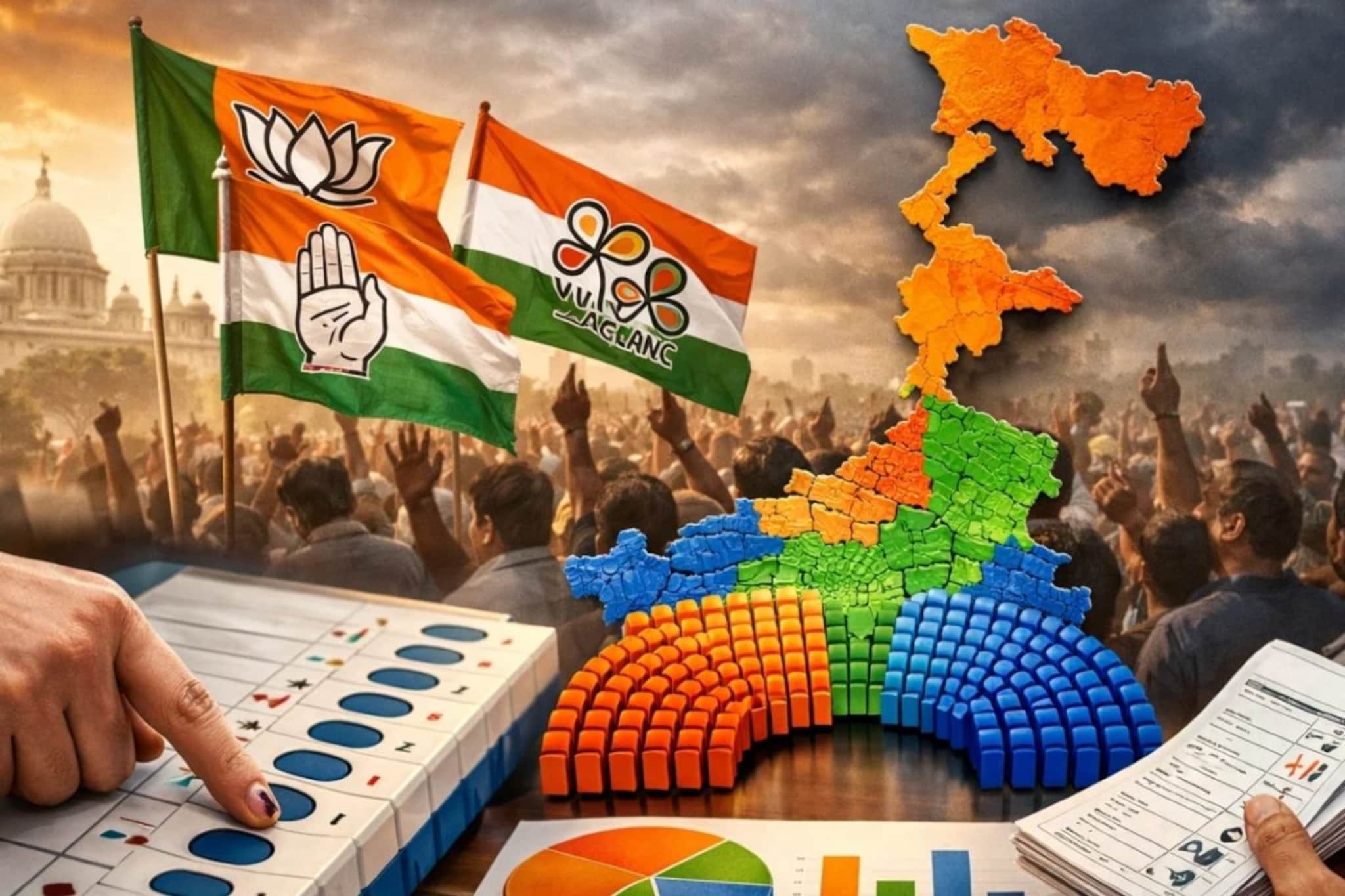 पश्चिम बंगालचा सर्वात Latest ओपिनियन पोल, आकडे पाहून राज्यात खळबळ उडाली; कोणाला किती जागा? पश्चिम बंगालचा सर्वात Latest ओपिनियन पोल, आकडे पाहून राज्यात खळबळ उडाली; कोणाला किती जागा?