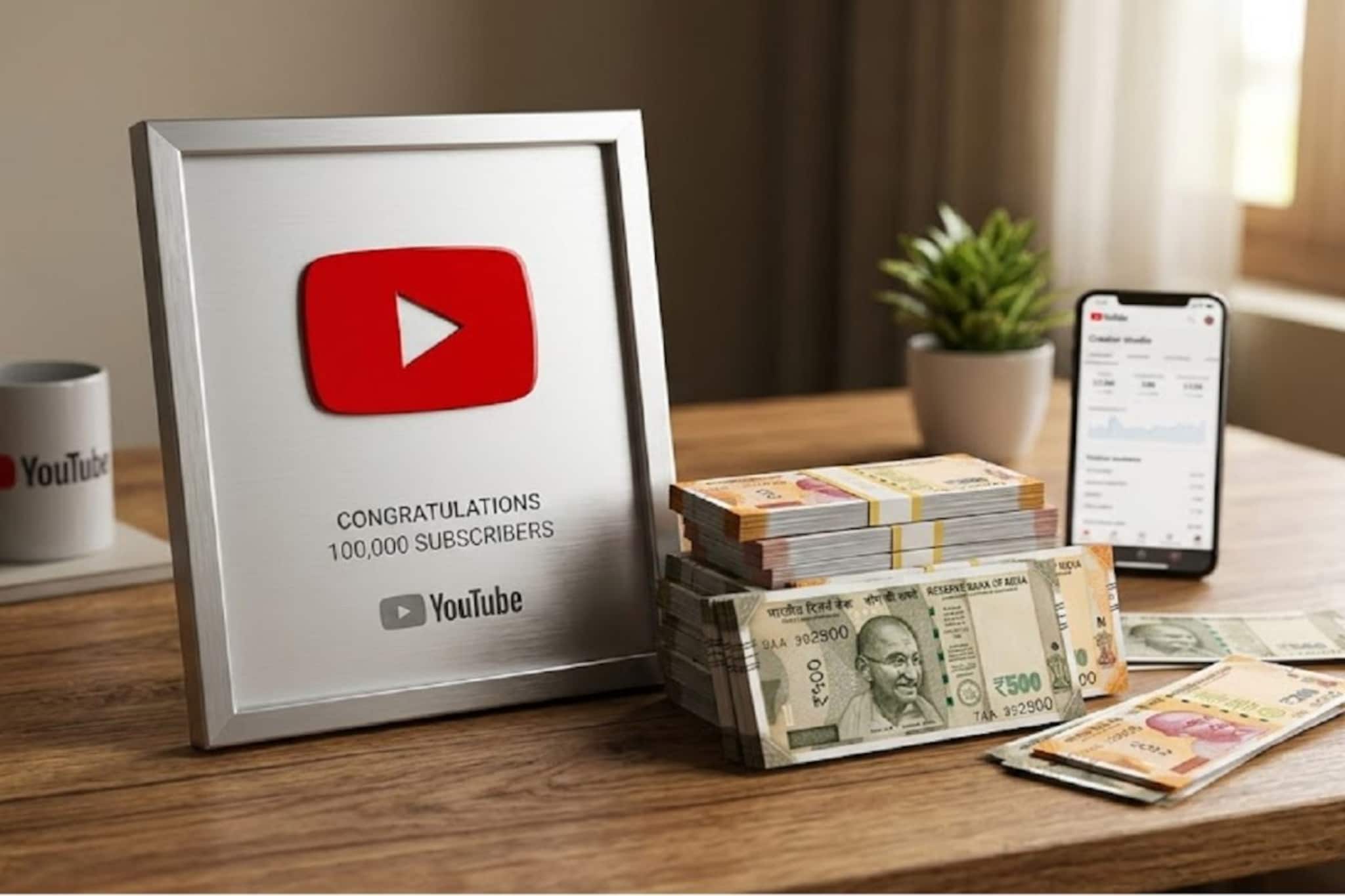 YouTubeवर सिल्व्हर बटण कधी मिळतं? पाहा 10 हजार व्ह्यूजवर मिळतात एवढे पैसे YouTubeवर सिल्व्हर बटण कधी मिळतं? पाहा 10 हजार व्ह्यूजवर मिळतात एवढे पैसे