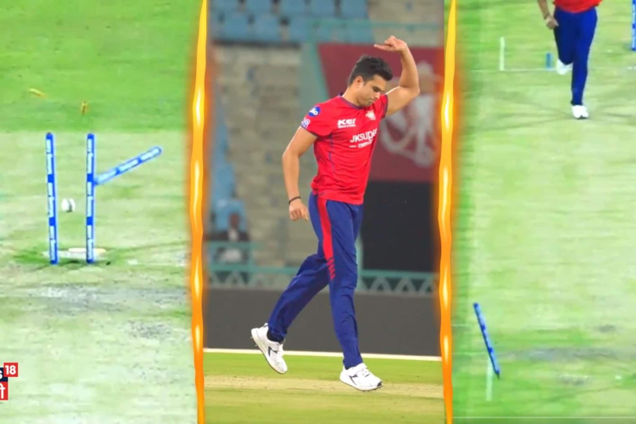 अर्जुन तेंडुलकरचा खतरनाक बॉल, मिडल स्टंप 4 वेळा हवेत उडाला, Video अर्जुन तेंडुलकरचा खतरनाक बॉल, मिडल स्टंप 4 वेळा हवेत उडाला, Video