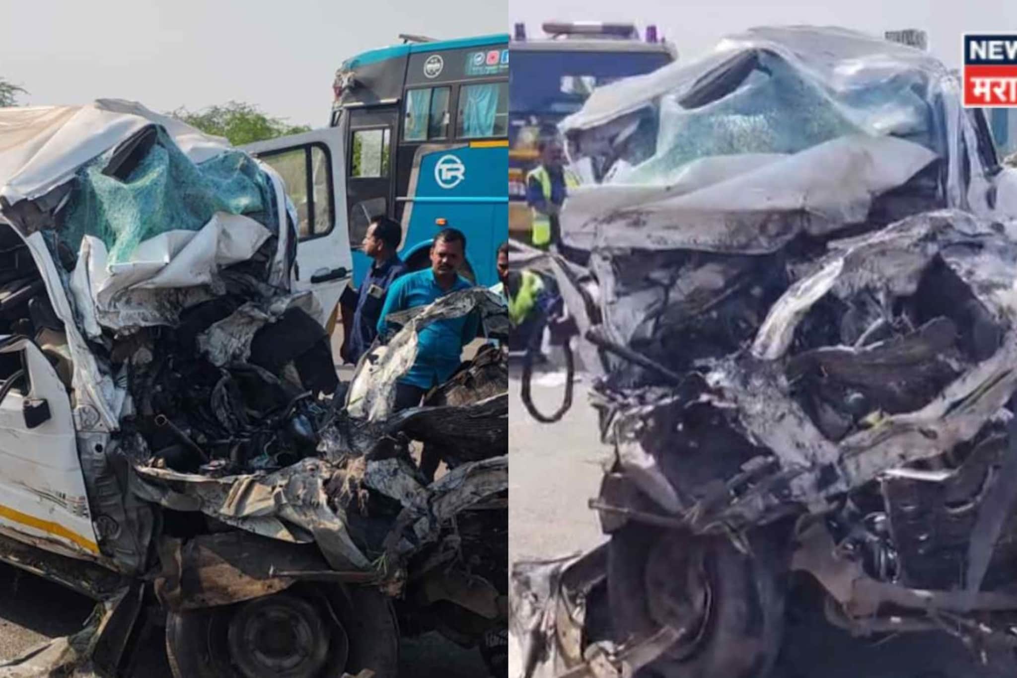 एका क्षणात होत्याचं नव्हतं झालं! ट्रकवर धडकली  क्रूझर, इंदापुरातील भीषण अपघातात ३ ठार,  PHOTOs