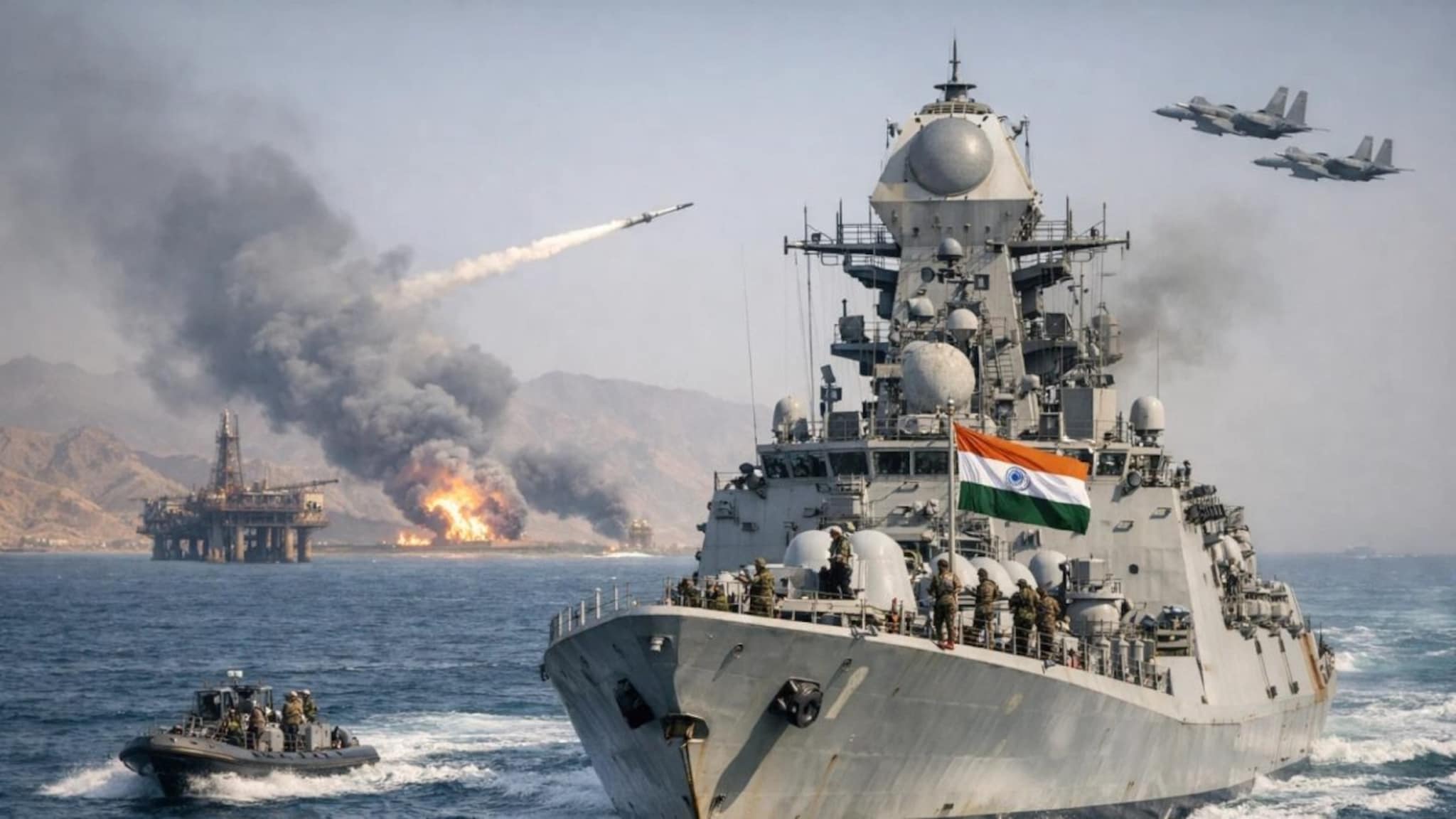 Iran War: ओमानच्या आखातात भारताने वॉरशिप उतरवली, इराण युद्धाशी थेट कनेक्शन