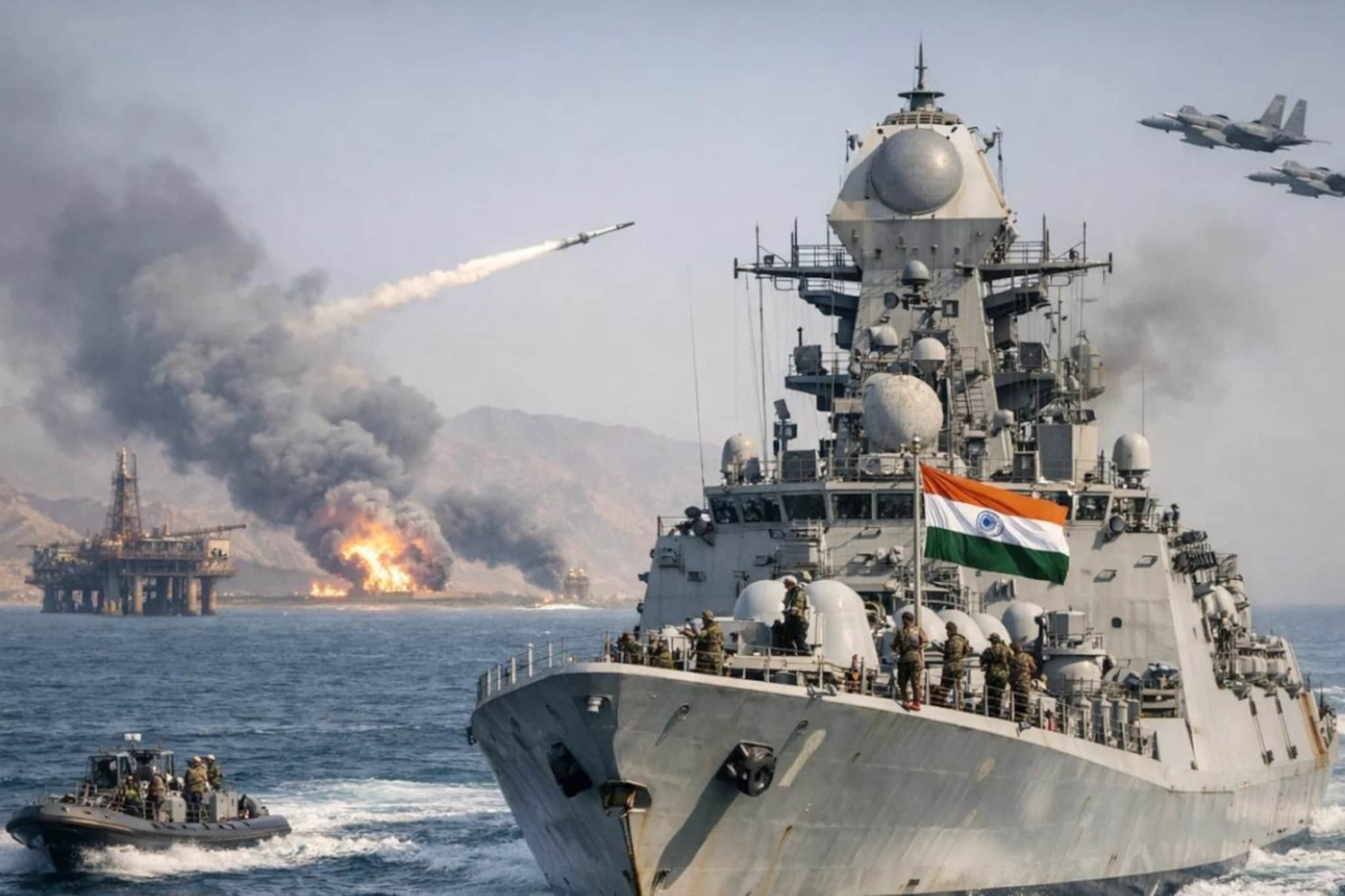 Iran War: ओमानच्या आखातात भारताने वॉरशिप उतरवली, इराण युद्धाशी थेट कनेक्शन Iran War: ओमानच्या आखातात भारताने वॉरशिप उतरवली, इराण युद्धाशी थेट कनेक्शन