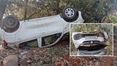 पुणे: वरंधा घाट में तेज रफ्तार कार पलटी, 4 घायल; बड़ा हादसा टला.