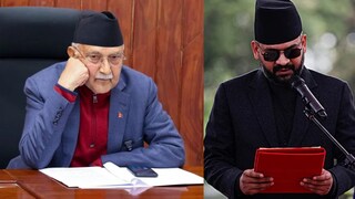 नेपाळचे माजी पंतप्रधान केपी शर्मा ओली आणि नवनिर्वाचित पंतप्रधान बालेन शाह