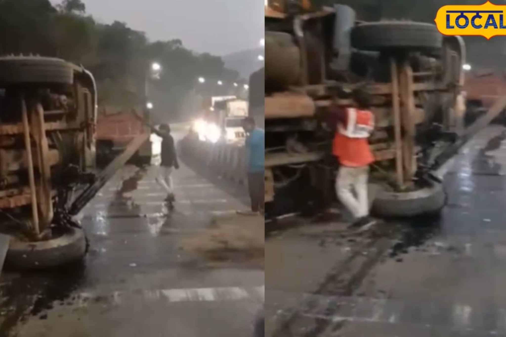 मुंबई-पुणे एक्सप्रेसवेवर भीषण अपघात! अचानक ब्रेक फेल झाला अन् भरधाव कंटेनर पलटी, सध्या वाहतुकीची स्थिती काय?