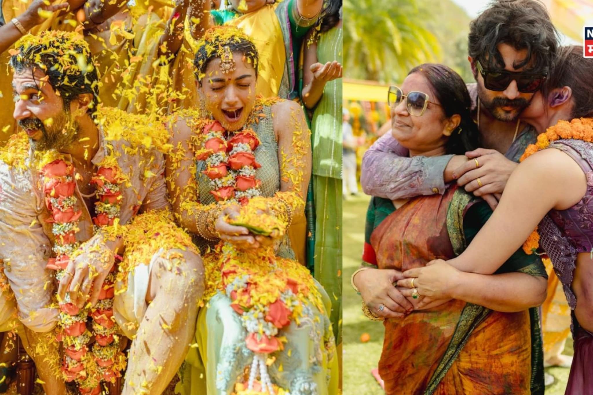 हळद की होळी? विजय-रश्मिकाच्या हळदीतील रंगारंग PHOTO VIRAL