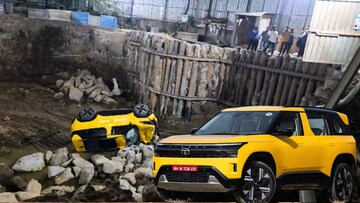 Tata Sierraची 'टेस्ट ड्राईव्ह'!महिलेनं शोरूमधून SUV बाहेर काढली अन् खड्यात पाडली