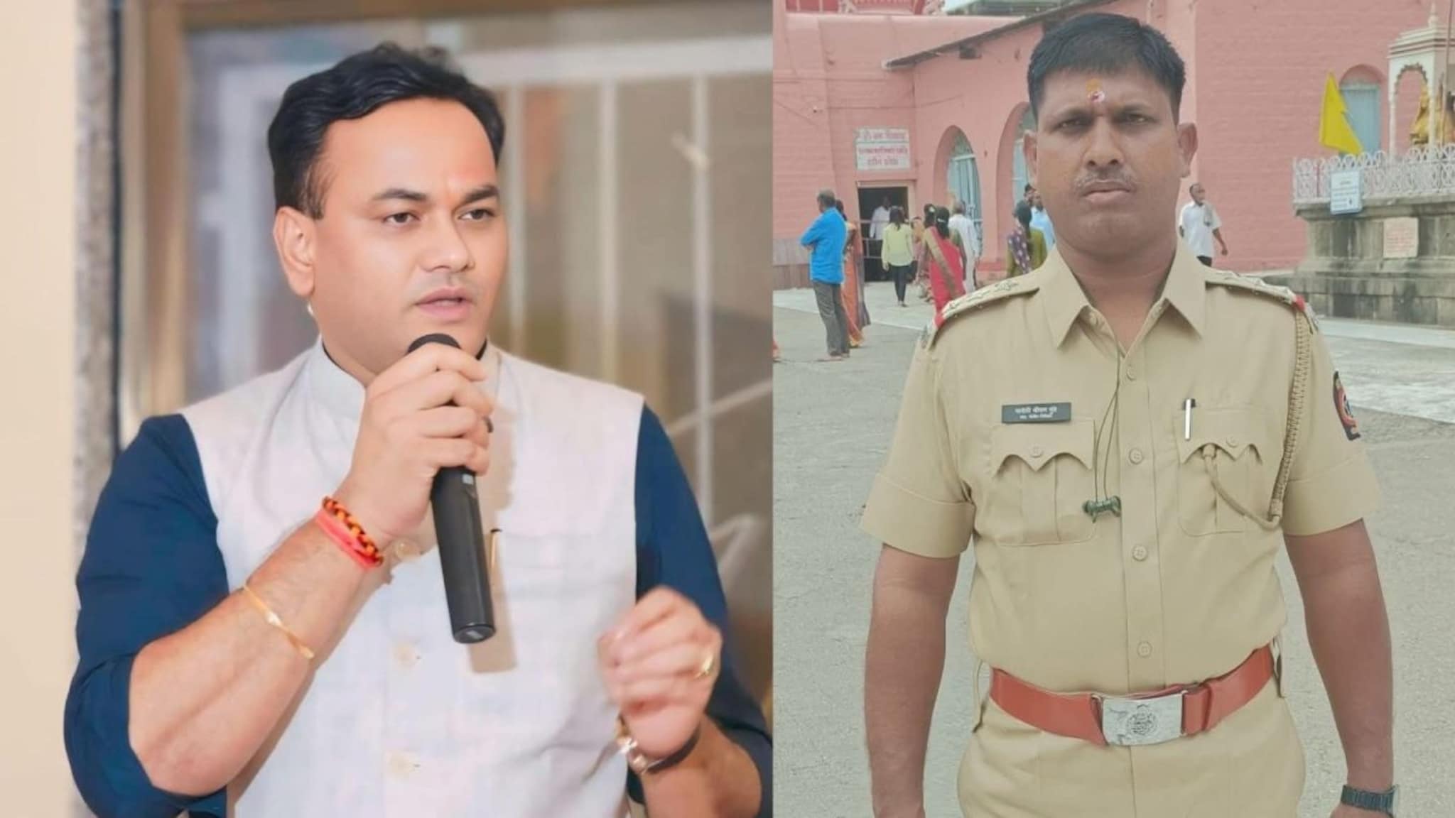पोलिस निरीक्षक मारोती मुंडेंनी वर्दीवर असतांना काँगे्रस नेते सुमठाणकरांच्या जयजयकाराच्या दिल्या घोषणा