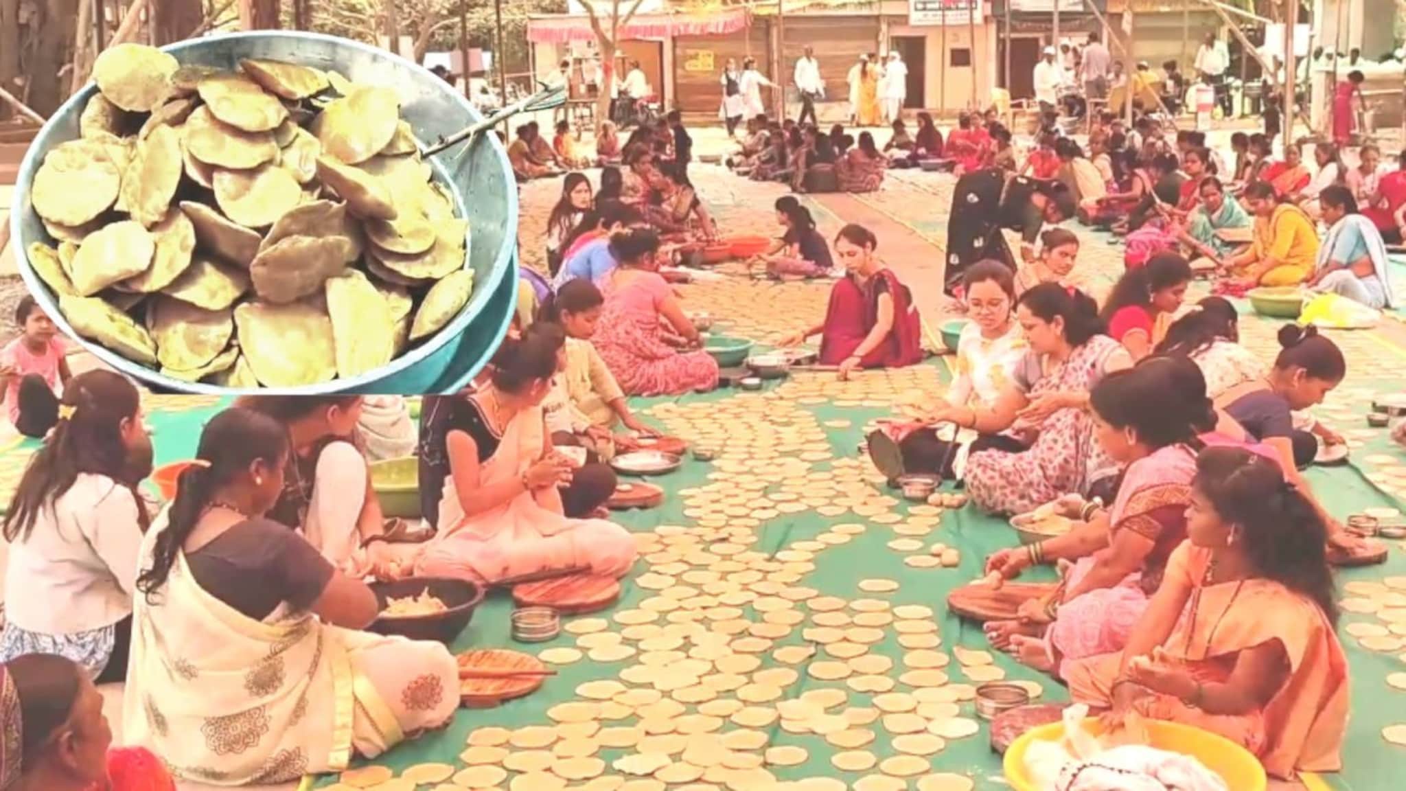 3,00,000 पुऱ्या, 5 पिंप गुळवणी अन् 500 किलो कांद्याच्या चटणी, गावकऱ्यांनी तयार केला जम्बो महाप्रसाद, PHOTOS