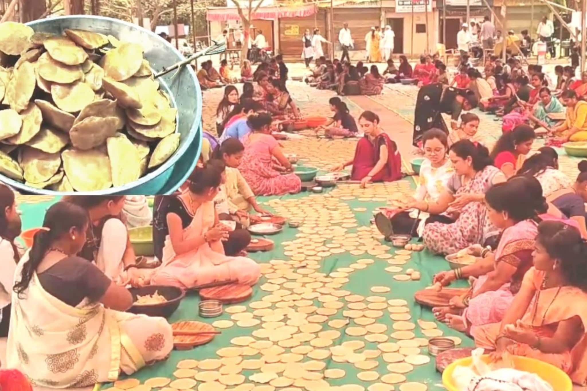 3,00,000 पुऱ्या, 5 पिंप गुळवणी अन् 500 किलो कांद्याच्या चटणी, गावकऱ्यांनी तयार केला जम्बो महाप्रसाद, PHOTOS