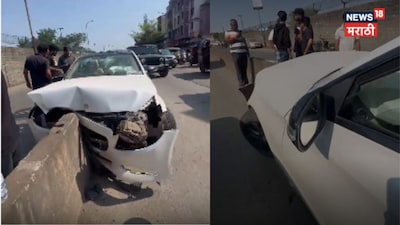 Luxury Mercedes Crashes into Divider in Pune, Driver Seriously Injured