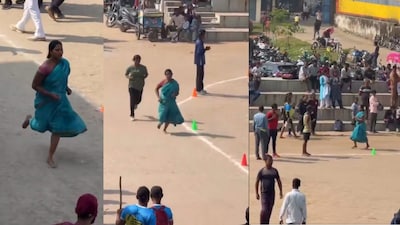 Woman runs barefoot in a saree for a government job in Ramgarh, video goes viral
