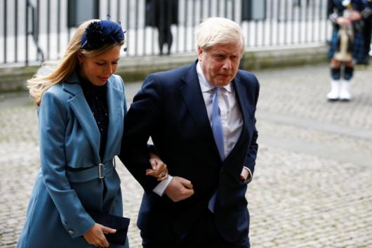 Britain's Prime Minister Boris Johnson and his partner Carrie Symonds arrive for the annual Commonwealth Service at Westminster Abbey in London, Britain March 9, 2020. REUTERS/Henry Nicholls Britain's Prime Minister Boris Johnson and his partner Carrie Symonds arrive for the annual Commonwealth Service at Westminster Abbey in London, Britain March 9, 2020. REUTERS/Henry Nicholls