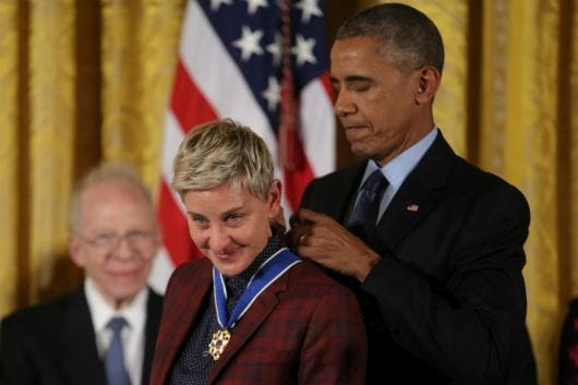 Ellen with President Barack Obama (photo: Reuters) Ellen with President Barack Obama (photo: Reuters)