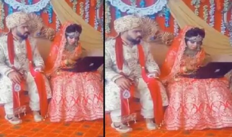VIDEO-ਸਟੇਜ 'ਤੇ ਲੈਪਟਾਪ ਨਾਲ ਕੰਮ ਕਰਦੀ ਲਾੜੀ ਦਾ ਵੀਡੀਓ ਵਾਇਰਲ, ਲੋਕਾਂ ਨੇ ਕਿਹਾ...