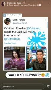 After Cristo Ronaldo removes Coca-Cola bottle, Amrita Rao tells footballer to take water