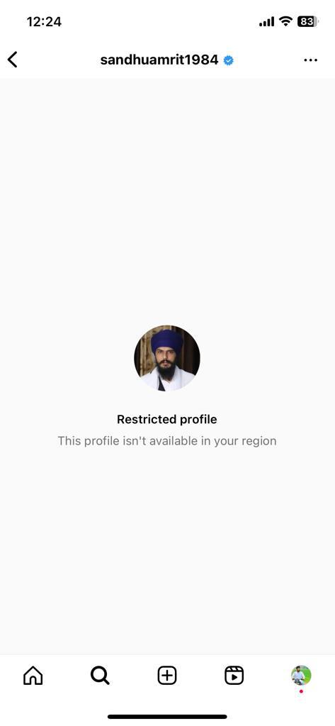Amritpal Singh instagram banned