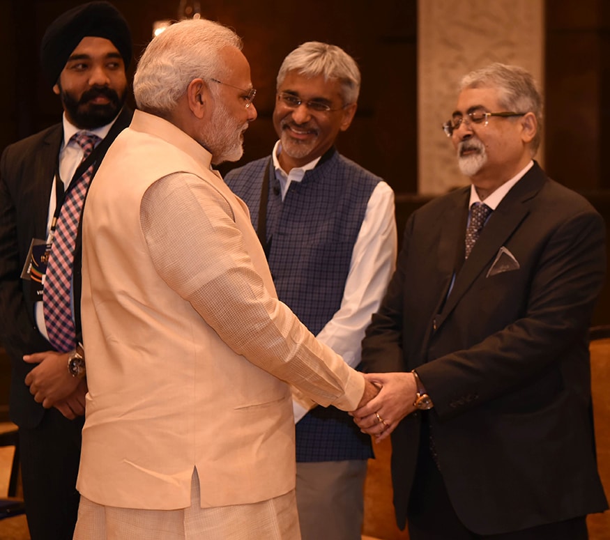 Corporate lawyer Shardul Shroff shakes hands with PM Modi at the News18 Rising India Summit (Photo: News18) Corporate lawyer Shardul Shroff shakes hands with PM Modi at the News18 Rising India Summit (Photo: News18)