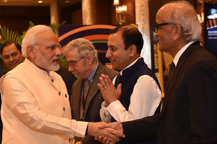 CEO and chairman of Maruti Suzuki, RC Bhargava greets PM Modi at News18 Rising India Summit (Photo: News18) CEO and chairman of Maruti Suzuki, RC Bhargava greets PM Modi at News18 Rising India Summit (Photo: News18)